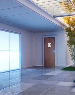 清掃後の明るい建物エントランス